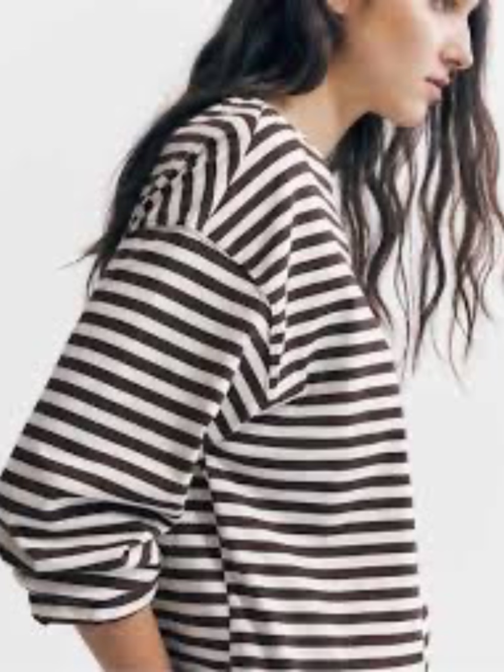 Madewell White and Dark Burgundy Striped Long-Sleeve Crewneck
